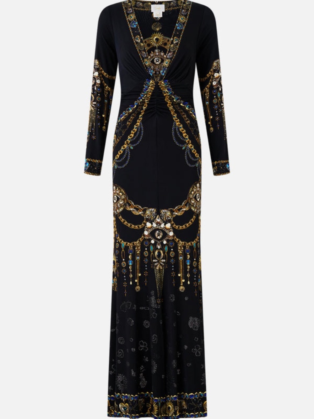 Camilla Long Sleeve Gathered Dress With Train Amulets And Alchemy